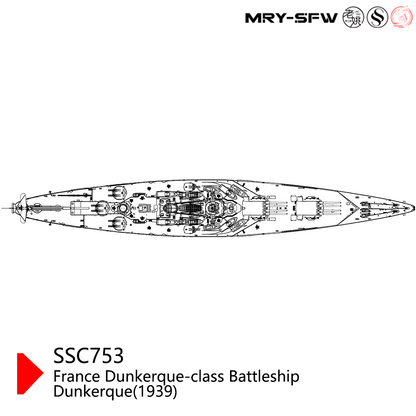 SSMODEL 703S Military Model Kit France Dunkerque-Class Battleship Dunkerque(1939) Full Hull