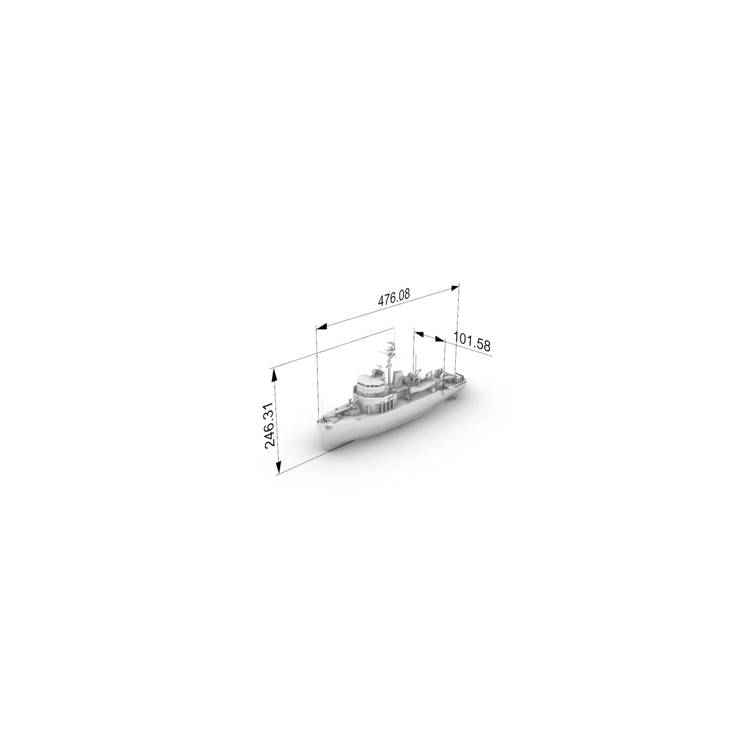 SSC160 Military Model  USS Aggressive CLass Minesweeper Water Line