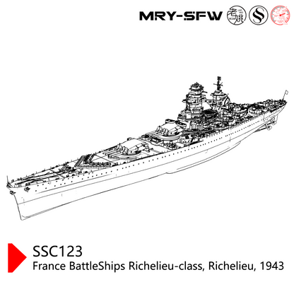 SSMODEL SSC123S  Military Model France BattleShips Richelieu-class, Richelieu, 1943 Full Hull