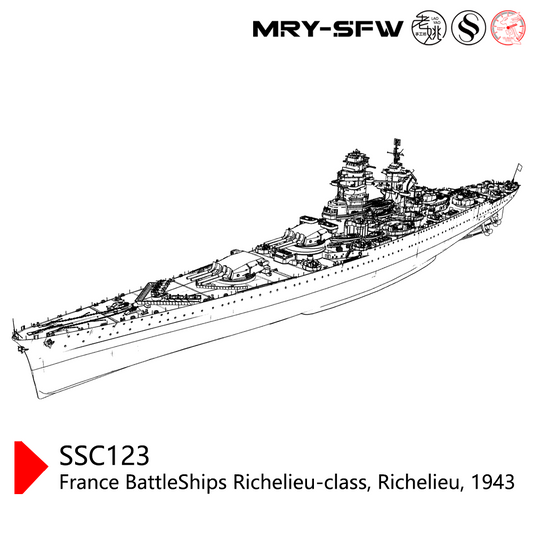 SSMODEL SSC123S  Military Model France BattleShips Richelieu-class, Richelieu, 1943 Full Hull