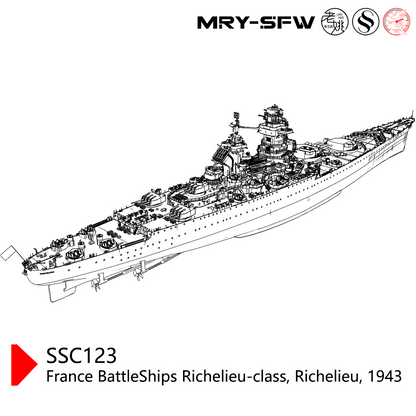 SSMODEL SSC123S  Military Model France BattleShips Richelieu-class, Richelieu, 1943 Full Hull