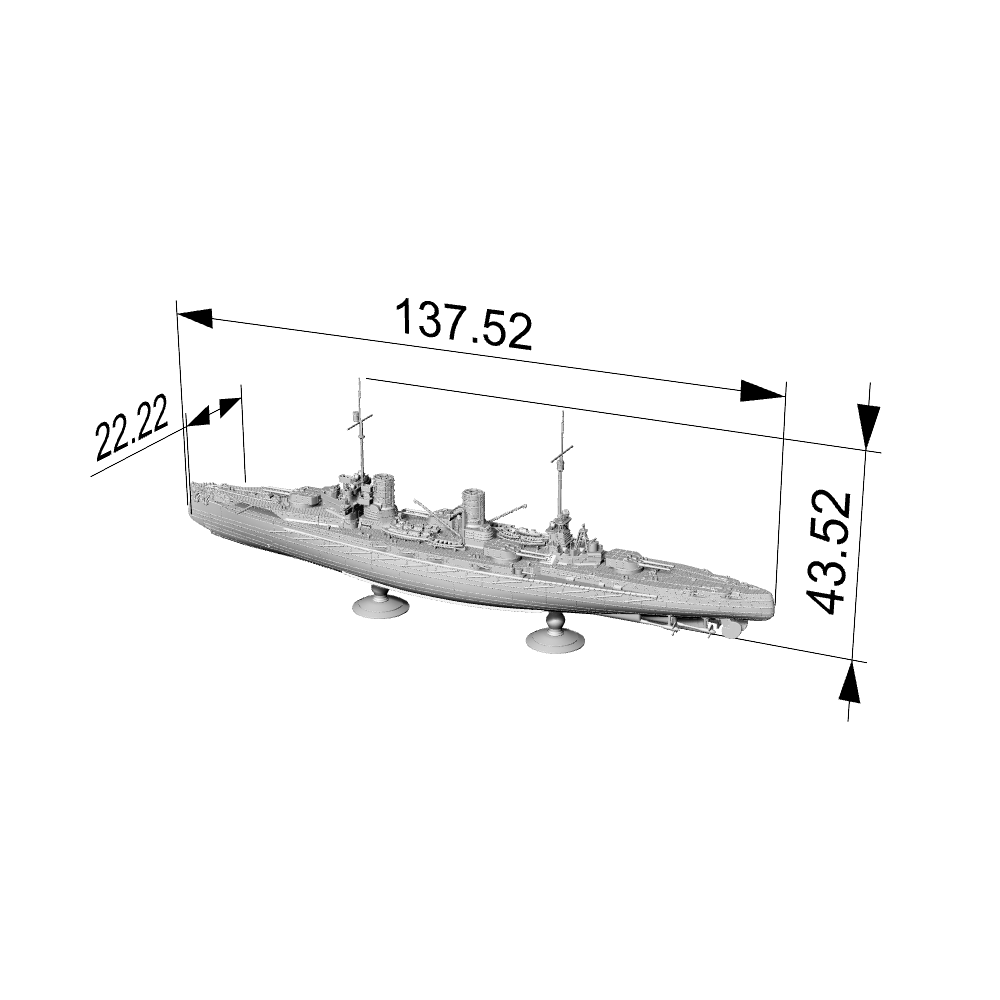SSC190 Military Model German SMS Von der Tann battlecruiser Water Line