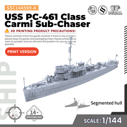 SSMODEL 599 Military Warship Model Kit US Navy PC-461 Class Carmi Sub-Chaser