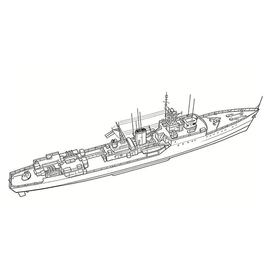 SSC151S Military Model INS Blackwood Class Frigate Full Hull – LCD 3D printed resin model kit, image 1
