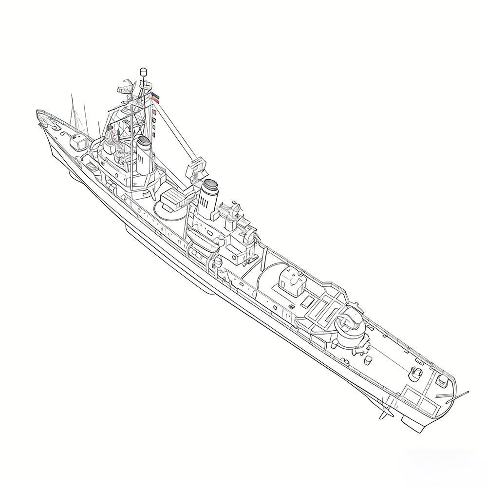 SSC153 Military Model USS DDG-2 Charles F. Adams Destroyer Water Line
