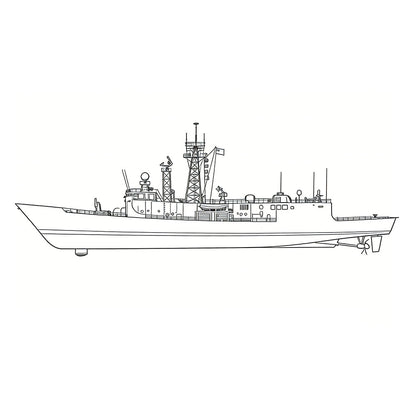 SSC155 Military Model USS FFG-7 Oliver Hazard Perry Class Frigate Water Line