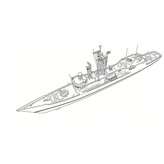 SSC155S  Military Model USS FFG-7 Oliver Hazard Perry Class  – LCD 3D printed resin model kit, image 1