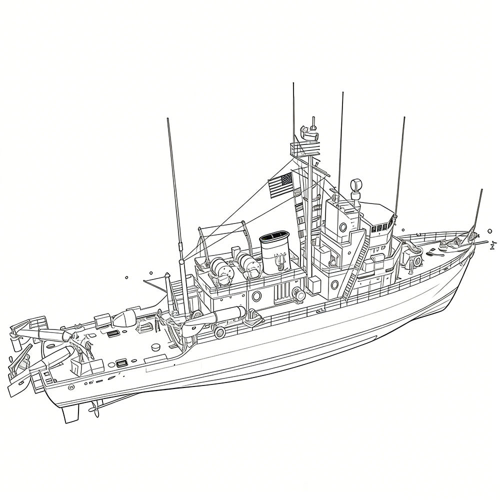 SSC160 Military Model  USS Aggressive CLass Minesweeper Water Line