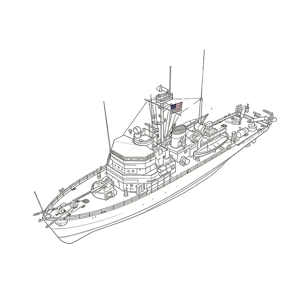 SSC160 Military Model  USS Aggressive CLass Minesweeper Water Line