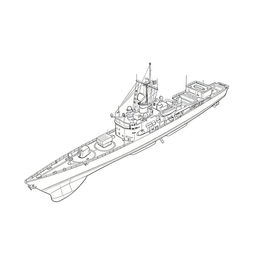 SSC168 Military Model USS Brooke Class FFG1 Guided Missile Frigate Water Line
