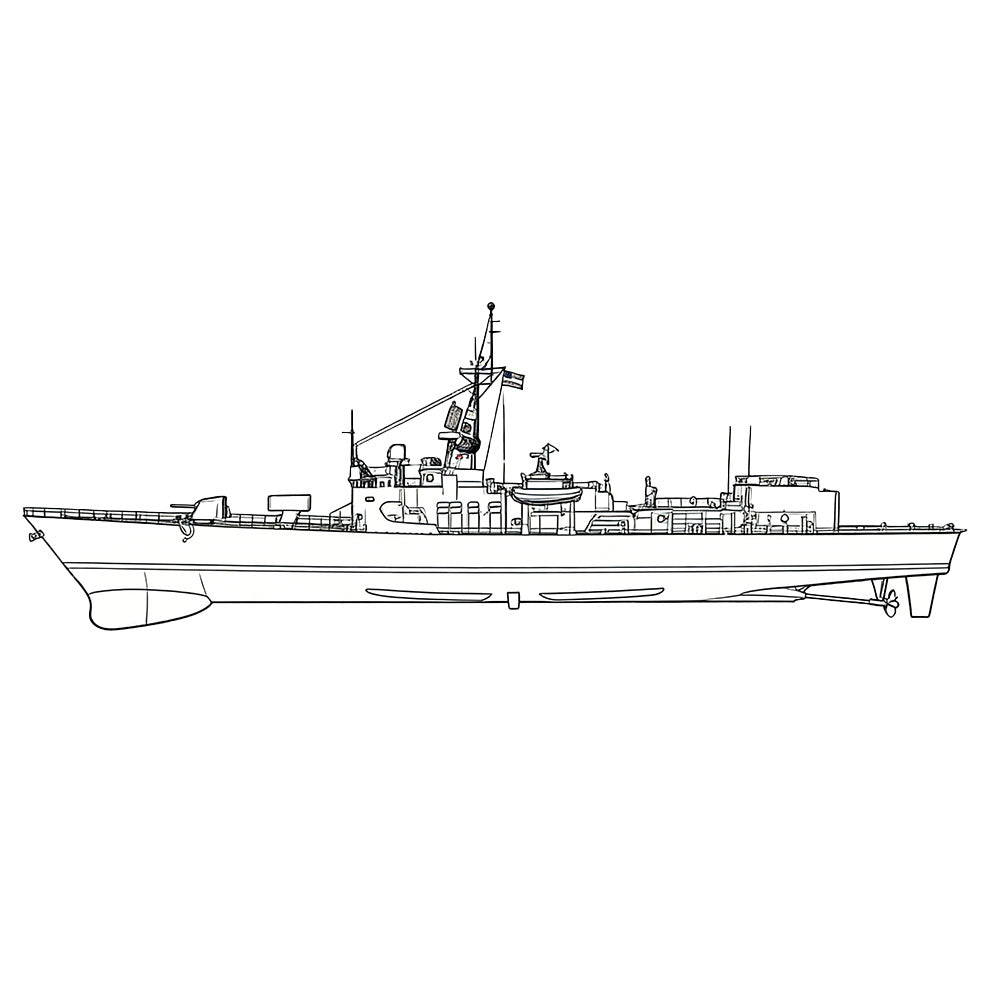 SSC168 Military Model USS Brooke Class FFG1 Guided Missile Frigate Water Line