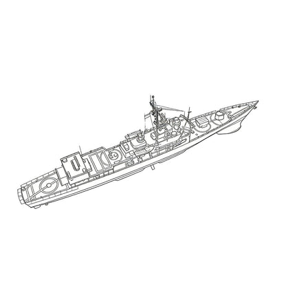 SSC168 Military Model USS Brooke Class FFG1 Guided Missile Frigate Water Line
