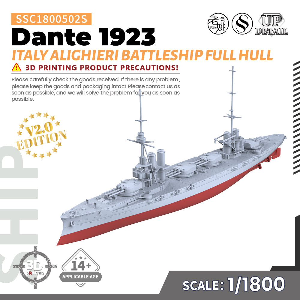 SSMODEL 502S Military Warship Model Kit Italian Navy Dante Alighieri Battleship 1923