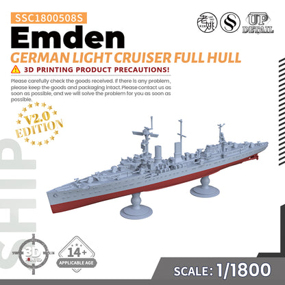 German Emden Light Cruiser Full Hull MRY-SFW SSC508S Military Warship Model Kit