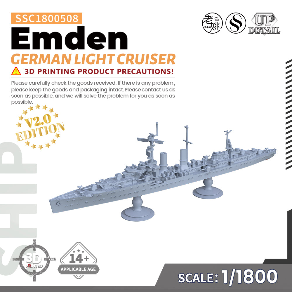 alemán Emden crucero ligero línea de flotación MRY-SFW SSC508 Maqueta de buque de guerra militar