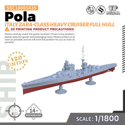 Italy Navy Zara Class Heavy Cruiser Pola MRY-SFW 543S Military Warship Model Kit