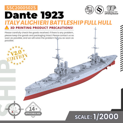 SSMODEL 502S Military Warship Model Kit Italian Navy Dante Alighieri Battleship 1923