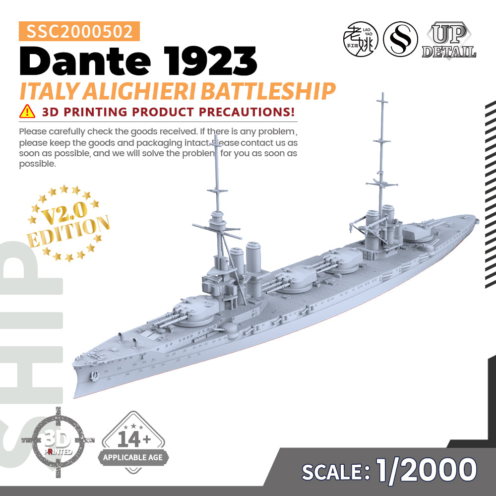 SSMODEL 502 Military Warship Model Kit Italian Navy Dante Alighieri Battleship 1923