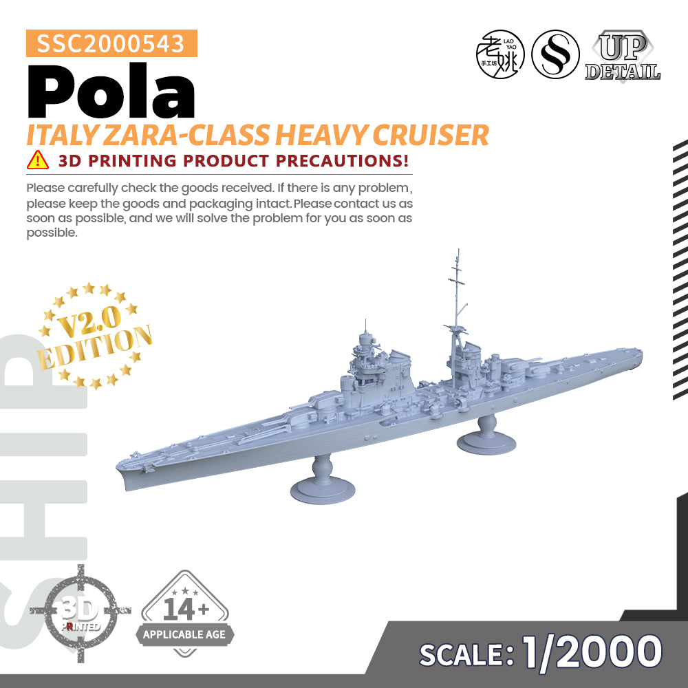Italy Navy Zara Class Heavy Cruiser Pola MRY-SFW 543S Military Warship Model Kit