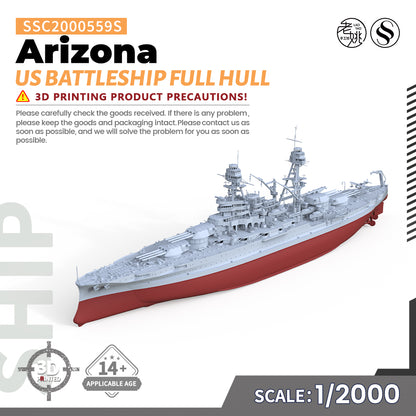 SSMODEL 559S Military Warship Model Kit US Navy Arizona Battleship BB-39