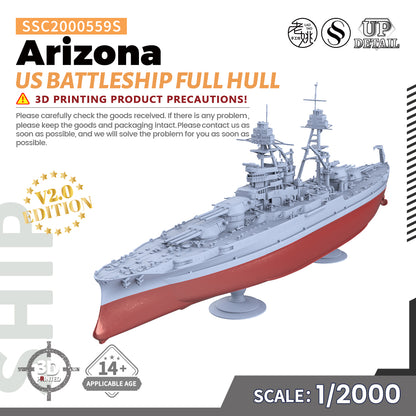 US Navy Arizona Battleship BB-39 MRY-SFW 559 Military Warship Model Kit