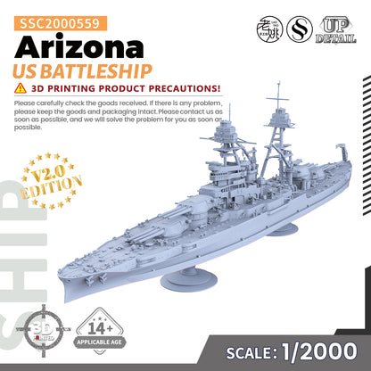 US Navy Arizona Battleship BB-39 MRY-SFW 559 Military Warship Model Kit