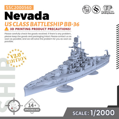 SSMODEL 560 Military Warship Model Kit US Navy Nevada Class Battleship BB-36