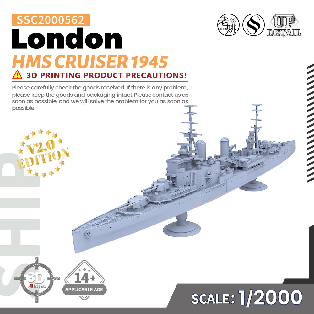 SSMODEL 562 Military Warship Model Kit HMS London Cruiser 1945