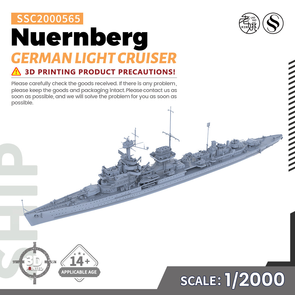 SSMODEL 565 Military Warship Model Kit German Navy Nuernberg Light Cruiser