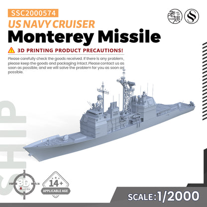 SSMODEL 574 Military Warship Model Kit US Navy Monterey Missile Cruiser