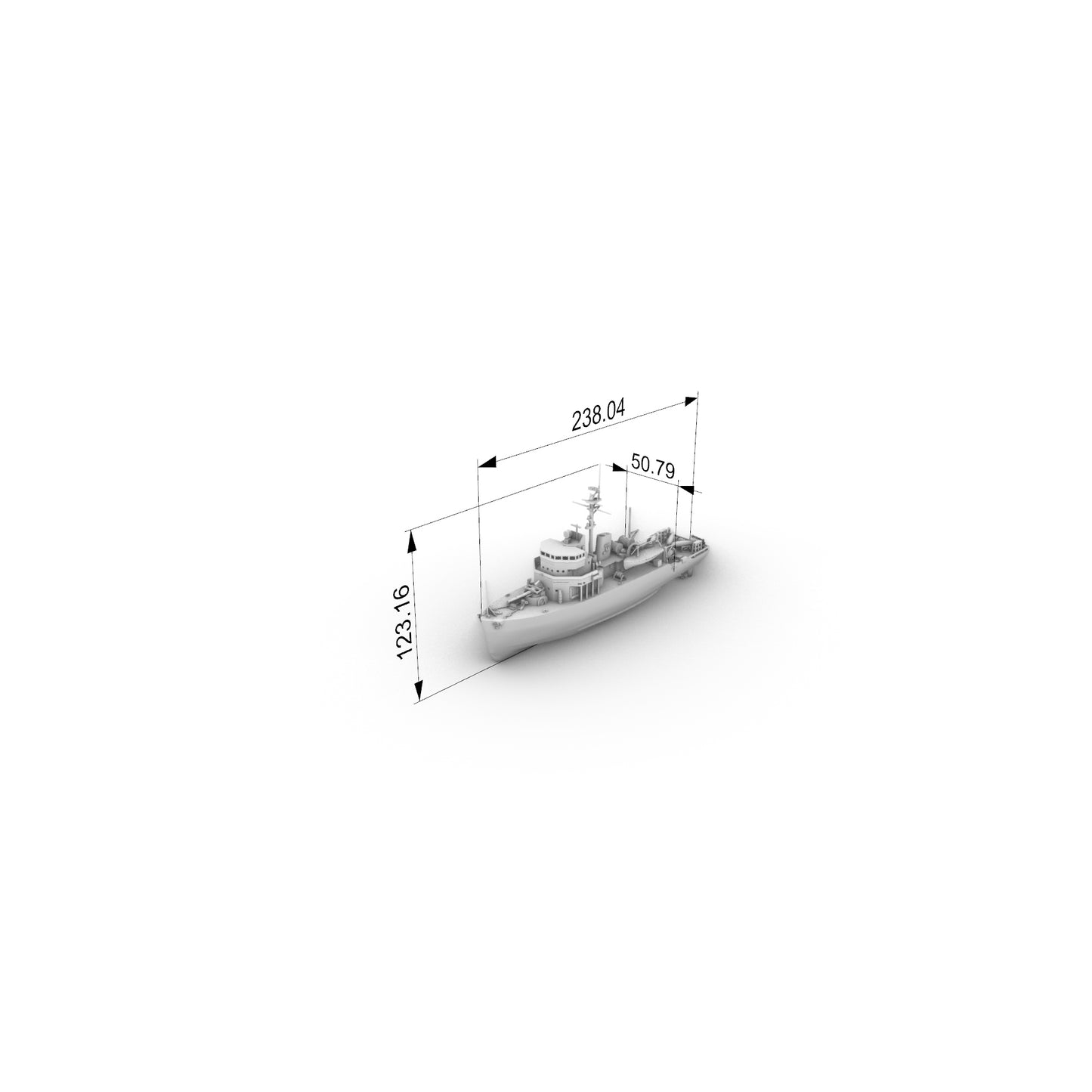 SSC160 Military Model  USS Aggressive CLass Minesweeper Water Line