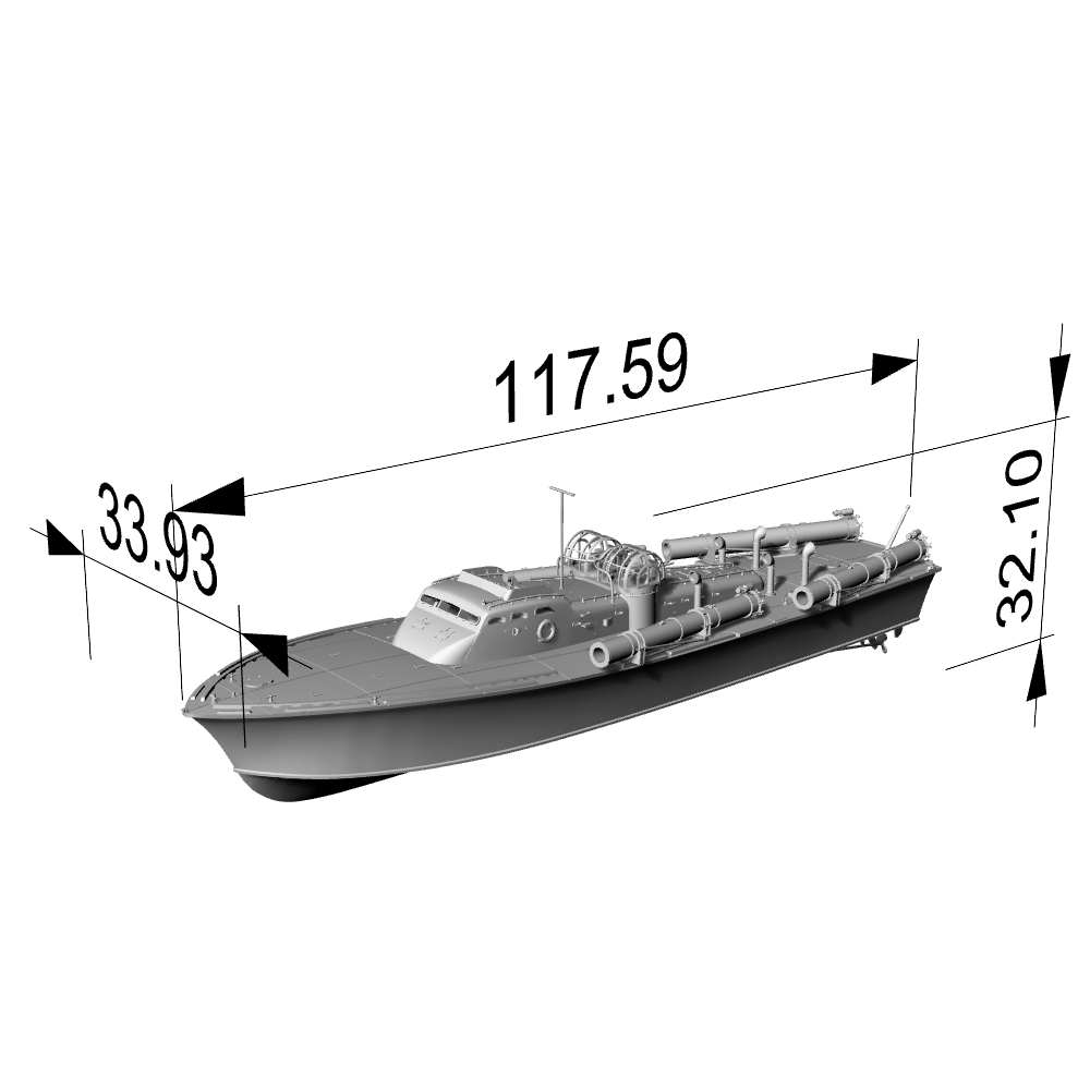 SSC182S Military Model USS Elco Class PT-20 Motor Torpedo Boat Full Hull