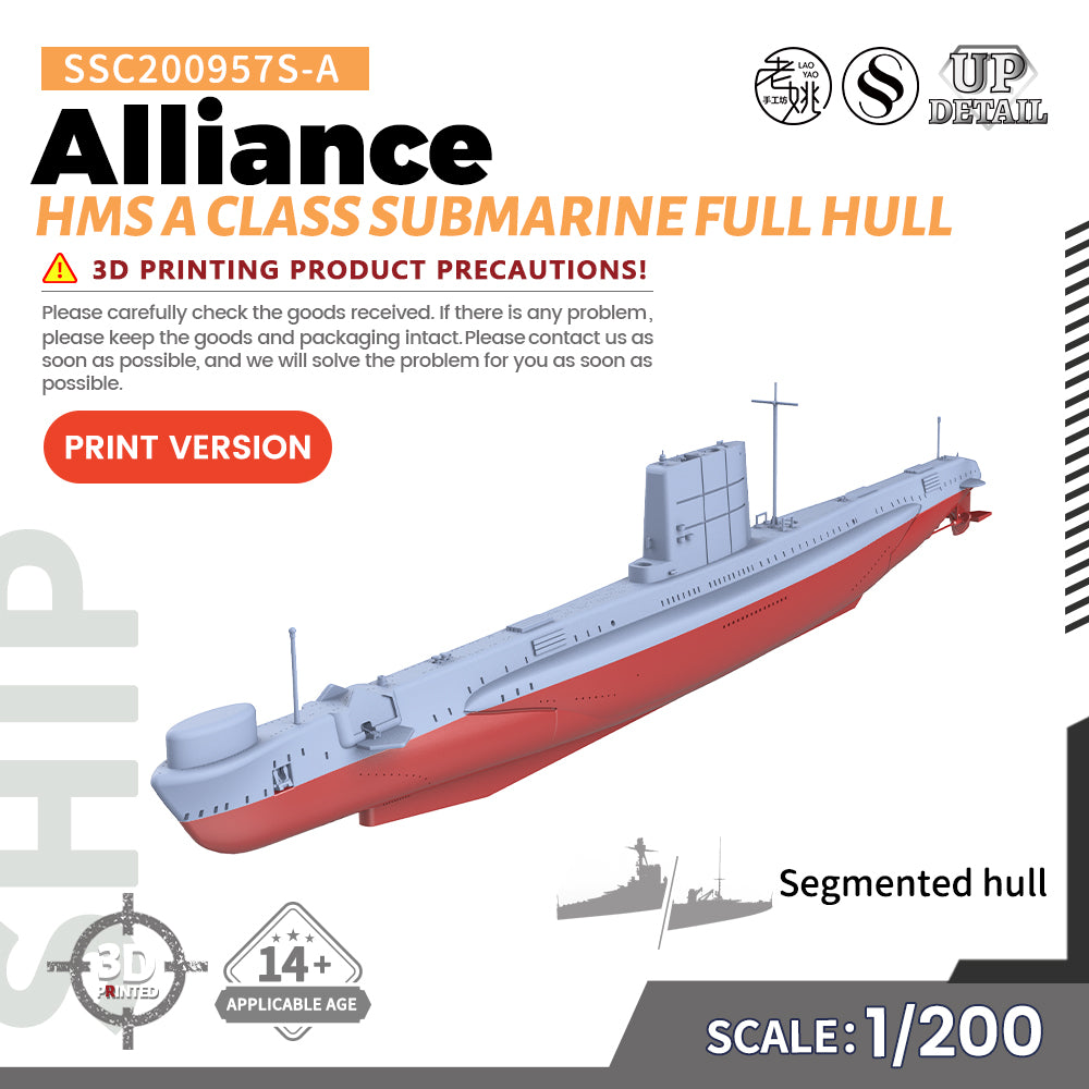 SSMODEL 957S  Military Model Kit HMS A class Submarine Alliance Full Hull