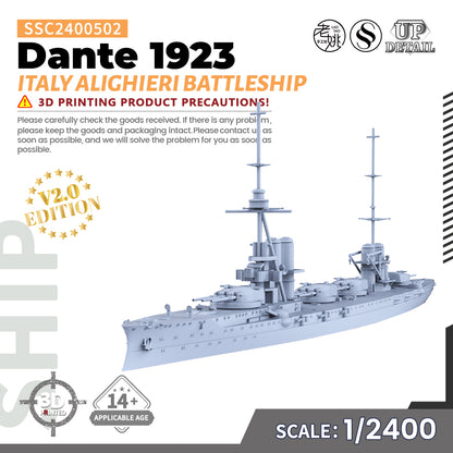 SSMODEL 502 Military Warship Model Kit Italian Navy Dante Alighieri Battleship 1923