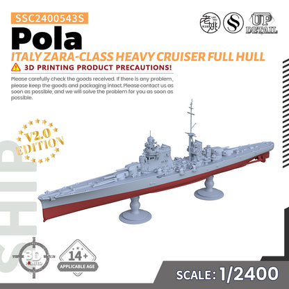 Italy Navy Zara Class Heavy Cruiser Pola MRY-SFW 543S Military Warship Model Kit