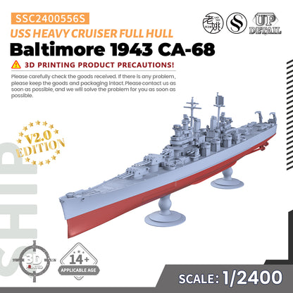 US Navy Baltimore Heavy Cruiser 1943 CA-68 MRY-SFW 556S Military Warship Model Kit
