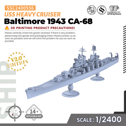 US Navy Baltimore Heavy Cruiser 1943 CA-68 MRY-SFW 556 Military Warship Model Kit