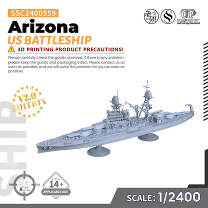 US Navy Arizona Battleship BB-39 MRY-SFW 559 Military Warship Model Kit
