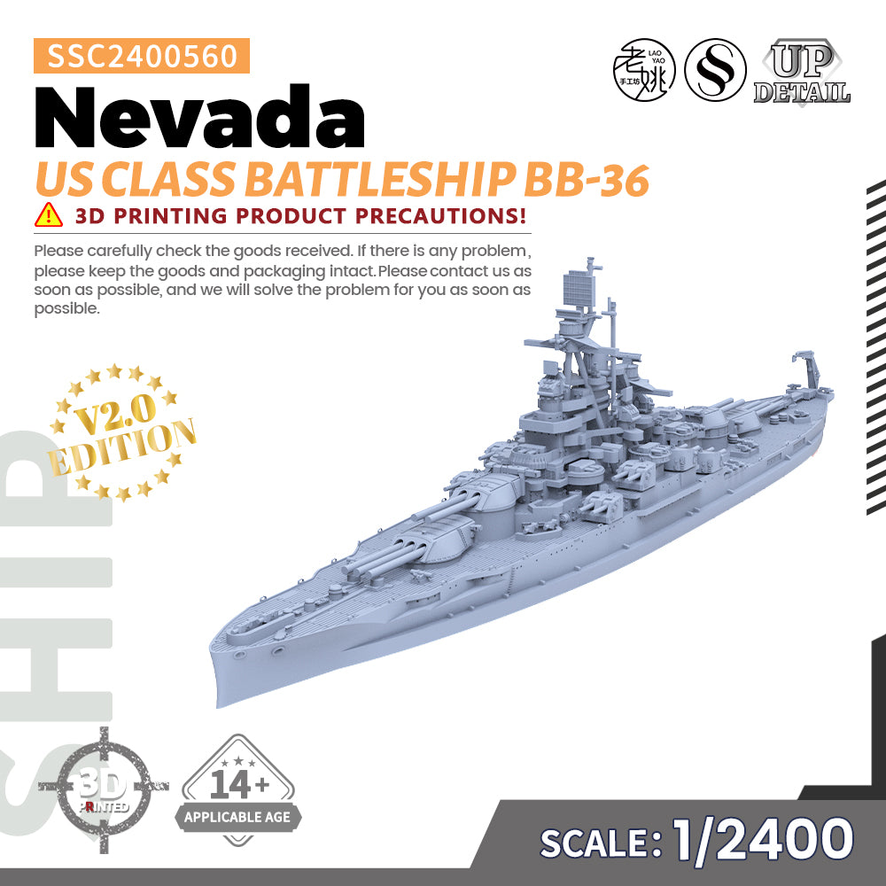 SSMODEL 560 Military Warship Model Kit US Navy Nevada Class Battleship BB-36