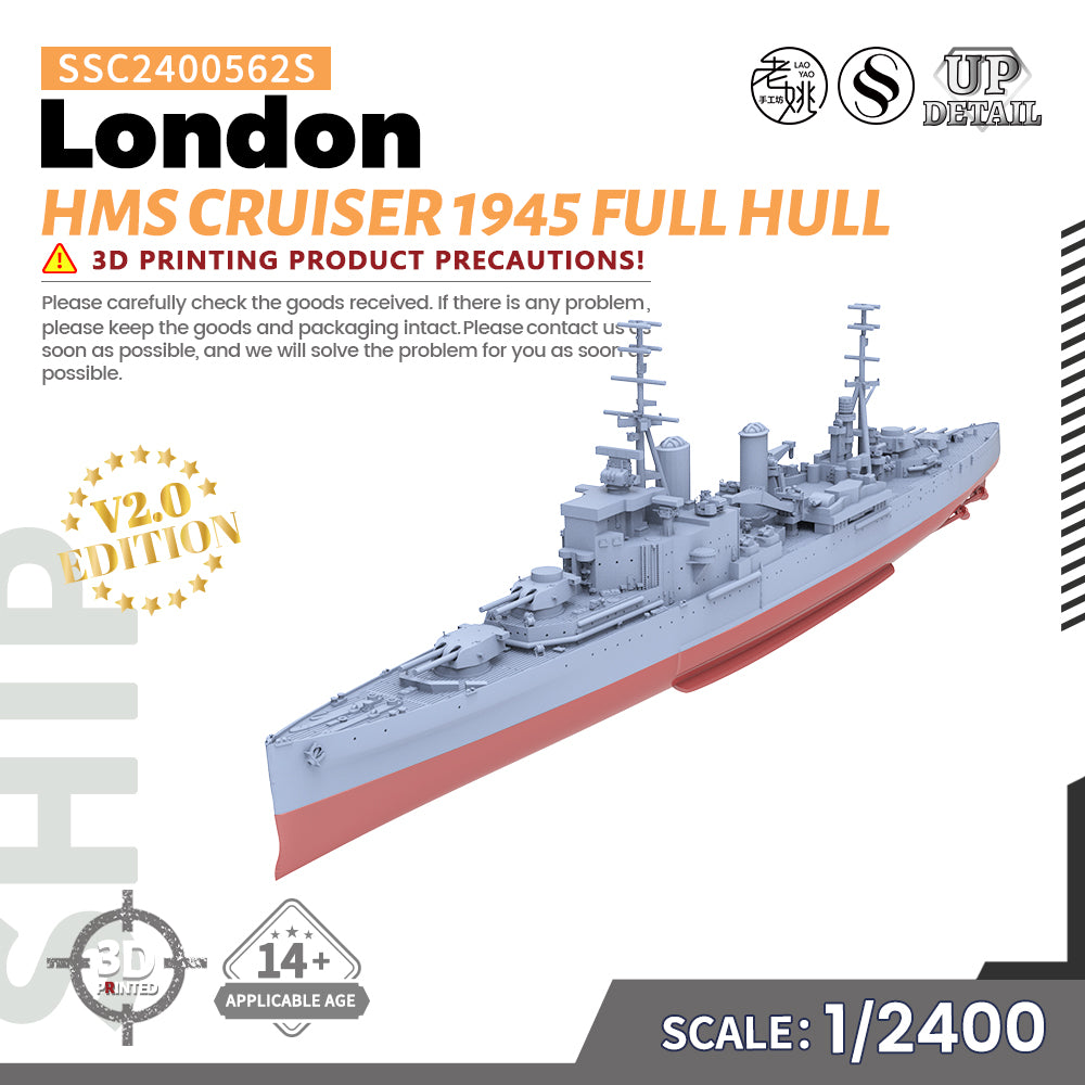 SSMODEL 562S Military Warship Model Kit HMS London Cruiser 1945