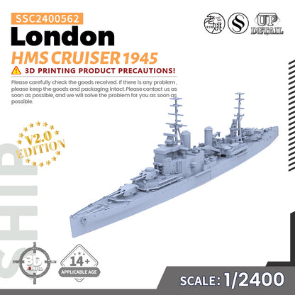 SSMODEL 562 Military Warship Model Kit HMS London Cruiser 1945