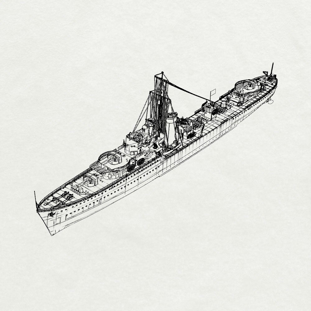 Royal K-class Kelvin Destroyer F37 1939 Water Line MRY-SFW SSC253 Military Warship Model Kit