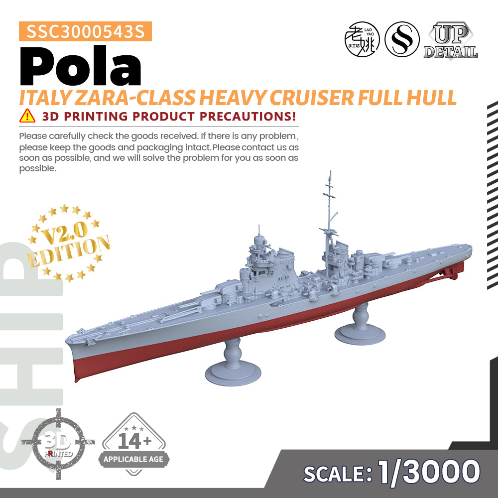 Italy Navy Zara Class Heavy Cruiser Pola MRY-SFW 543S Military Warship Model Kit