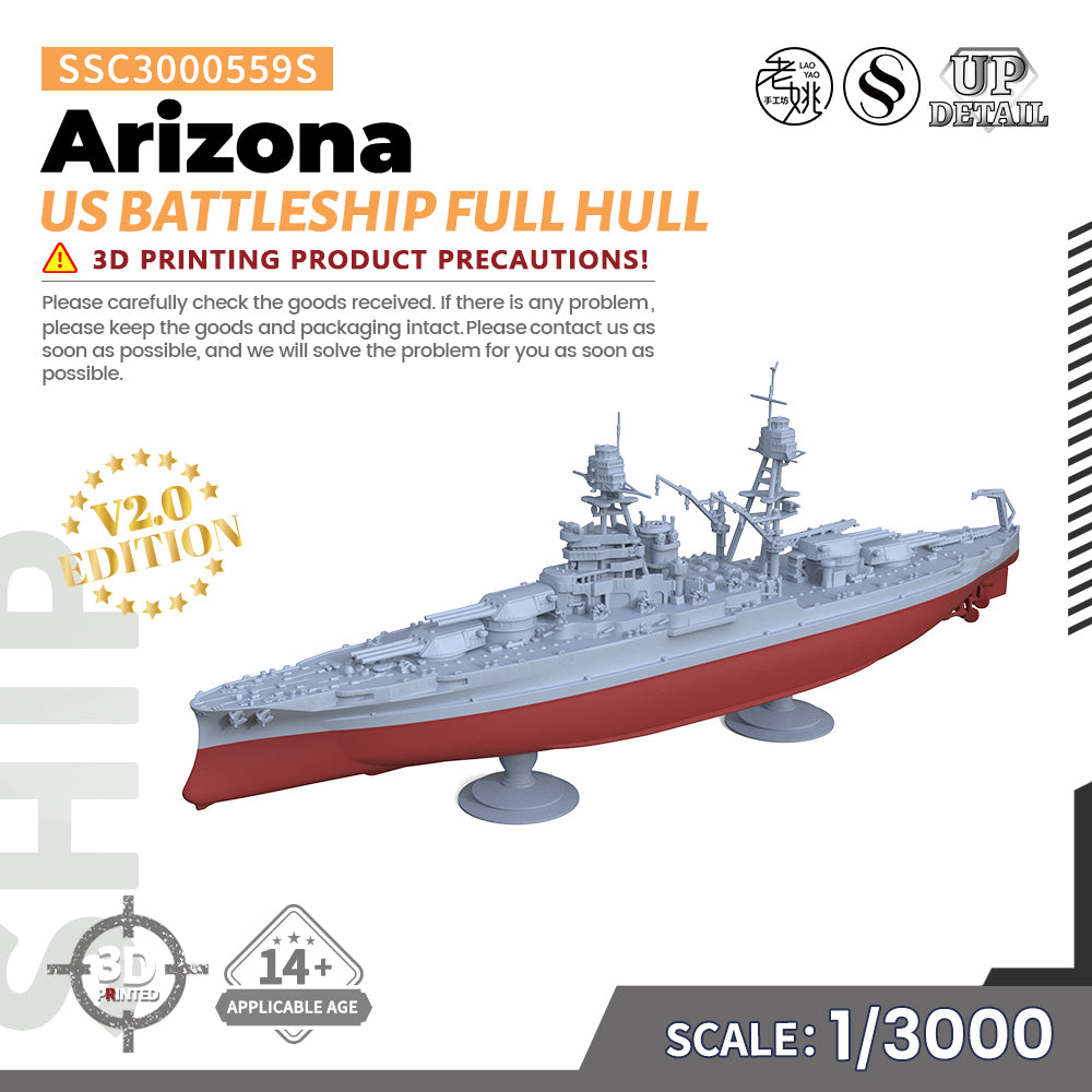 US Navy Arizona Battleship BB-39 MRY-SFW 559S Military Warship Model Kit