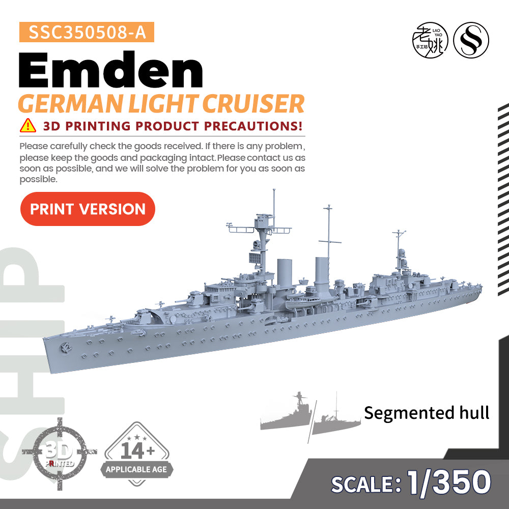MRY-SFW SSC508 Military Warship Model Kit German Emden Light – LCD 3D printed resin model kit, image 6