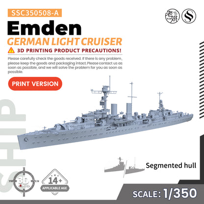 MRY-SFW SSC508 Military Warship Model Kit German Emden Light – LCD 3D printed resin model kit, image 6