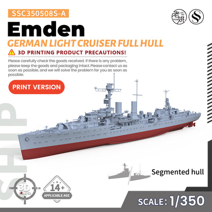 MRY-SFW SSC508S Military Warship Model Kit German Emden Light Cruiser Full Hull