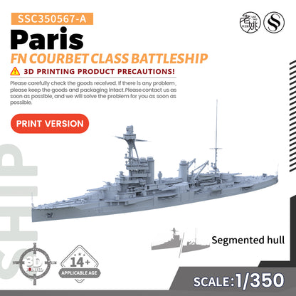 SSMODEL 567 Military Warship Model Kit France Navy Courbet Class Paris Battleship