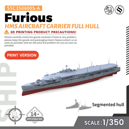 SSMODEL SSC600S   Military Model Kit HMS Furious Aircraft Carrier Full Hull