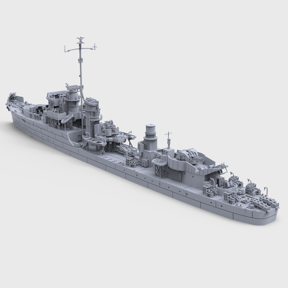 SSMODEL 744 Military Model Kit Hunt-Class, French Destroyer La Combattante, 1944(Bottomless Version)